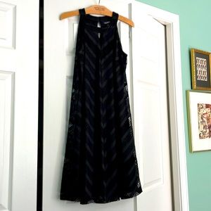 Cute black halter dress with lace details.